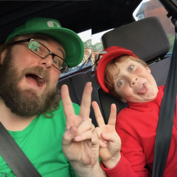 Eloy Smith Rodriguez and Jake as the Mario Bros